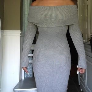 OFF THE SHOULDER KNIT DRESS